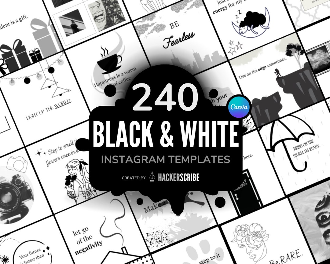 Black and White Instagram Templates Minimal Instagram Posts Etsy