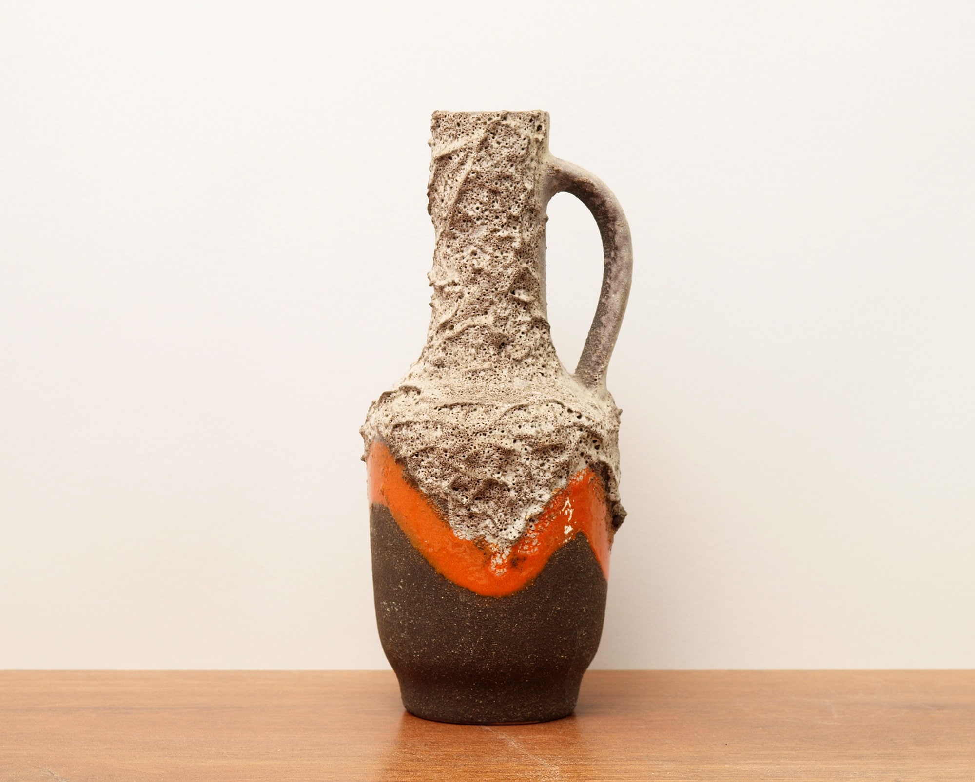 VEB Strehla, Handled Vase, Fat Lava, East Germany, Vintage Pottery