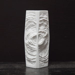 KAISER porcelain, BISQUIT block vase, petrification decor, W.-Germany, VINTAGE porcelain vase, mcm, mid-century, modernist porcelain, 1960s