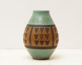 VEB HALDENSLEBEN, Alemania del Este, jarrón de cerámica, EGP, mediados de siglo, década de 1960, cerámica vintage, decoración hecha a mano, cerámica vintage de Alemania del Este