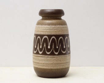 Enorme jarrón VEB HALDENSLEBEN, Alemania del Este, cerámica vintage EGP, década de 1960, mediados de siglo, patrón divertido, marrón