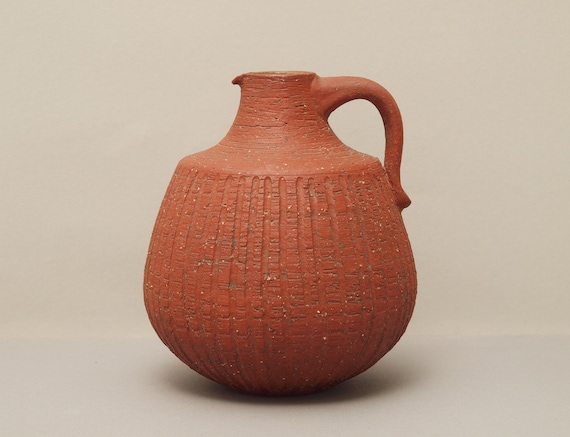 West German handmade pottery, studio ceramic, jug vase, MID-CENTURY, VINTAGE pottery, mcm, earthy finishing, shapely
