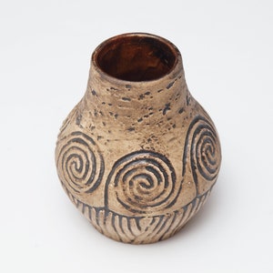 Ceramic vase, VINTAGE POTTERY, W.Germany, neo-primitive pattern, 1950s/1960s, mid-century ceramic, MCM, handmade decor image 2