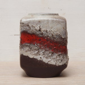 VEB STREHLA, vase en céramique, poterie VINTAGE, forme quadratique, poterie est-allemande, céramique du milieu du siècle, années 1960, lave grasse