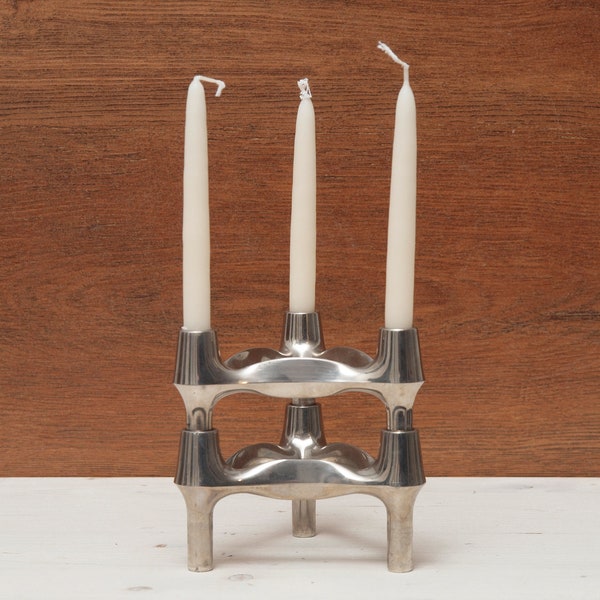 Iconic metal CANDLEHOLDER, W.-Germany, classic mid-century table decoration, VINTAGE candleholder, 1960s, modernist style, mcm