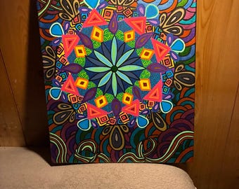 Acrylic Paint Pens on Canvas: Around the Carousel, One-of-a-Kind Art