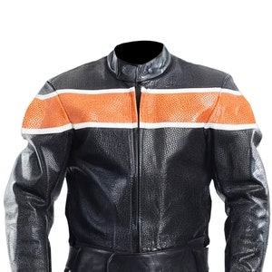 Men&#39;s Cowhide Leather Biker Jacket, Armored Padded Motorcycle Biker Vintage Handmade Leather Jacket with Padding, Motorbike Jacket