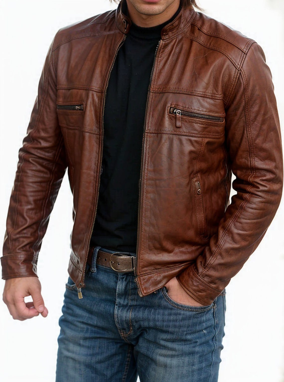Handmade Biker Style Mens Leather Jacket