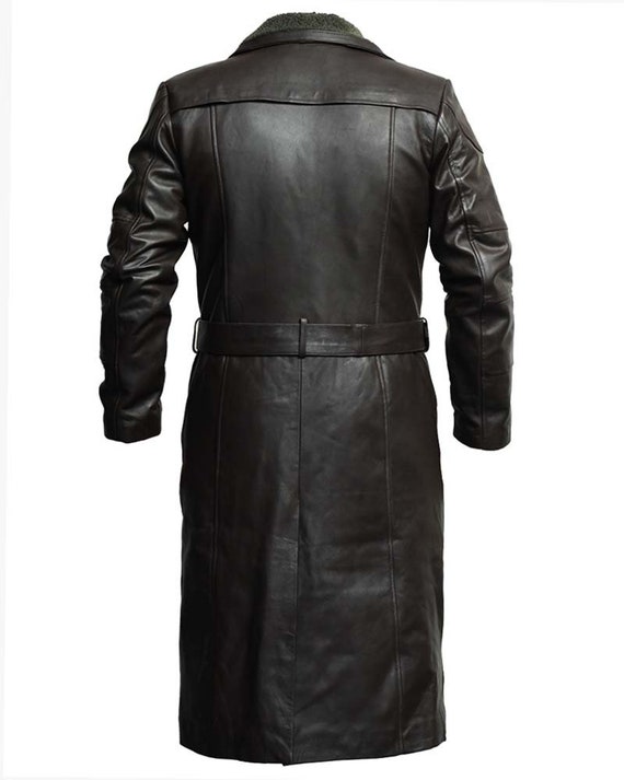 edge rupert☆山羊革☆leather“trench coat Grey Shearling Leather Trench Coat Mens - Real Lambskin Long
