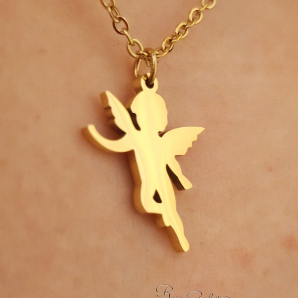 14K Gold Plated Guardian Angel Necklace - Divine Jewel for Protection and Spiritual Guidance, Unique and Trendy Gift
