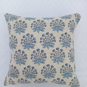 Linen Cushion 1 Pieces 16x16 inches Handblock print Floral Cushion Covers Linen Fabric 16x16 Inches Size Handblock print Natural Colour