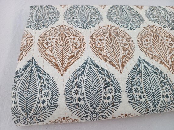 This Design unique block printed textile It displays special traditional designs and patterns  design kantha quilt bedcover