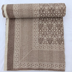 Boho Kantha Quilt Bedspread Hand Stitched Cotton Indian Vintage Blanket + Pillow Covers