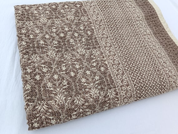 Light Brown Kantha Quilt Bedspread: Queen/King Boho Bedding with Pillow Covers