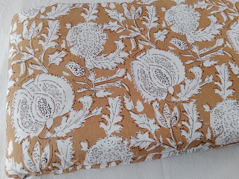 Block Print Cotton Fabric | Floral Upholstery Sewing Material image 9