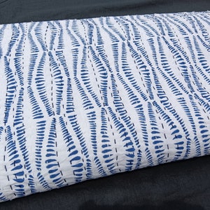 Indigo Blue white Kantha Quilt Blue Indigo thorw Indian HandBlock Print Bedding Bedspread Full size Queen Quilt Hand Stitched Kantha Quilt