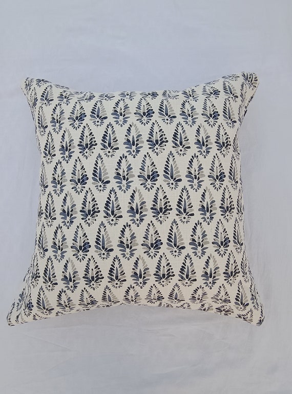 2 Pieces Beautiful Handblock print Floral Print Pillow Covers Cotton Fabric 1 pair 16x16 Inches Size Natural Colour