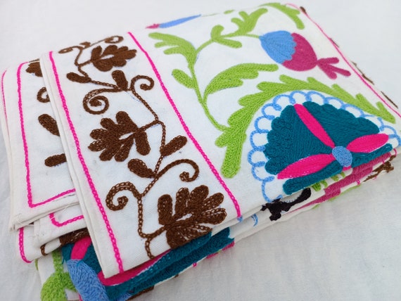 Suzani Embroidery Work Hand Embroidered Suzani Wall Hanging Bedding Sofa Cover Gorgeous Vintage Suzani Tapestry Bedcover Handmade Bedspread