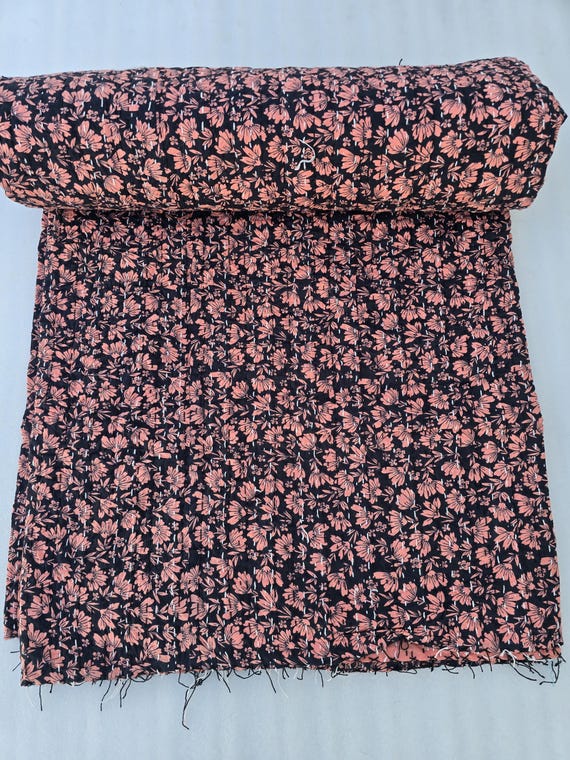 Handmade Kantha Quilt, Vintage Floral Block Print Bedding Vintage Bedding Quilt Gorgeous Quilt that has the Perfect Vintage look