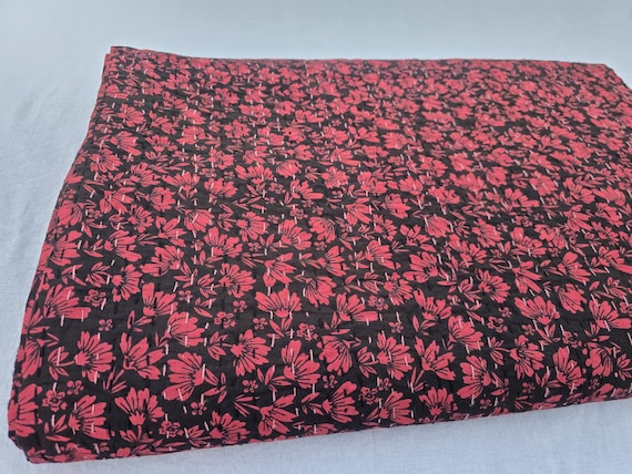 Floral Kantha Quilt, Vintage Block Print Bedding, Handmade Cotton Quilt