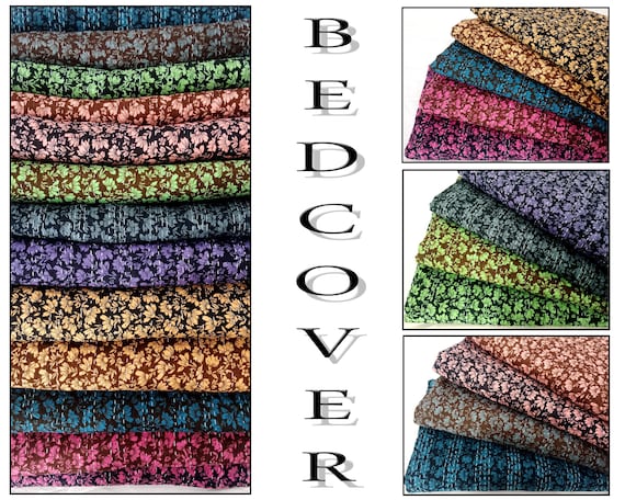 Handmade Kantha Quilt, Vintage Floral Block Print Bedding Vintage Bedding Quilt Gorgeous Quilt that has the Perfect Vintage look