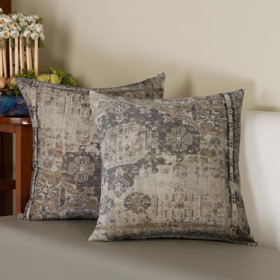 Handloom Cotton 22x22 inches Cushion cover Traditional Print Floral Print Cushion Covers Cotton Fabric  22x22 Inches Size  Natural Color
