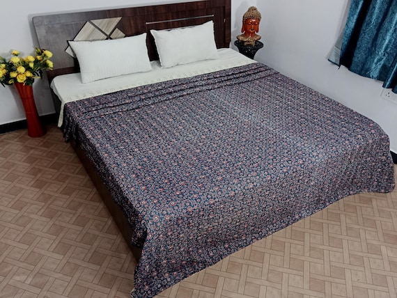 Ajrak or Ajrakh is a unique block printed textile. It displays special traditional designs and patterns Ajrak Vintage design kantha quilt