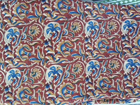 Premium Hand Block Cotton Fabric Burgundy Floral Print Lightweight Upholstery Fabric for Kid Crafting &Preppy Project Perfect Valentine Gift