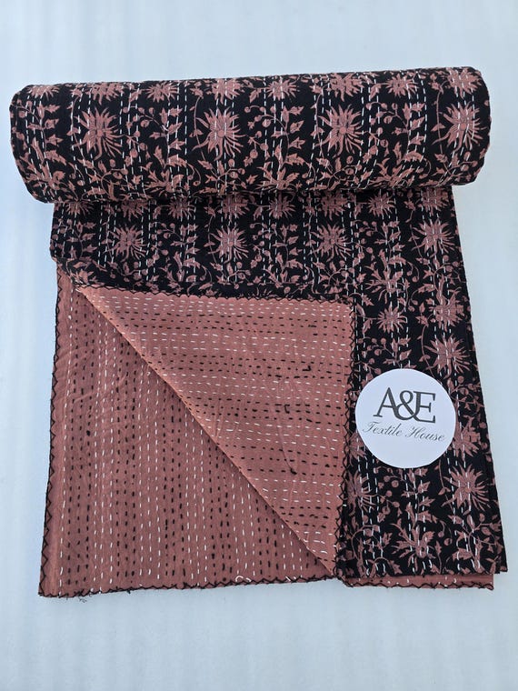 Handmade Kantha Quilt Gorgeous Quilt that has the Perfect Vintage look