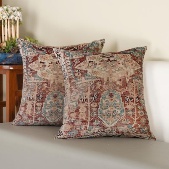 Handloom Cotton 22x22 inches Cushion cover Traditional Print Floral Print Cushion Covers Cotton Fabric  22x22 Inches Size  Natural Color