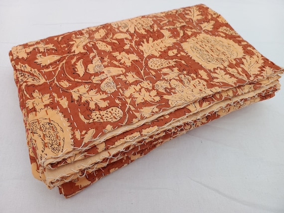 Premium Handcrafted Kantha Quilt, Vintage Style, Natural Vegetable Dye, Eco-Friendly Bedding, Unique Traditional Indian Quilt for Bedroom