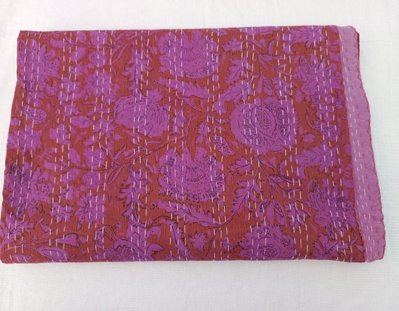 Gorgeous quilt that has the perfect vintage look! Unique Design Kantha Quilt Natural vegetable dyes colour