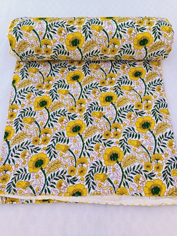 Indian HandBlock Print Bedding Bedspread Full size Queen Quilt Hand Stitched Kantha Quilt