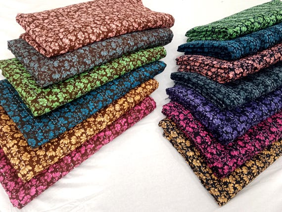 Handmade Kantha Quilt, Vintage Floral Block Print Bedding Vintage Bedding Quilt Gorgeous Quilt that has the Perfect Vintage look