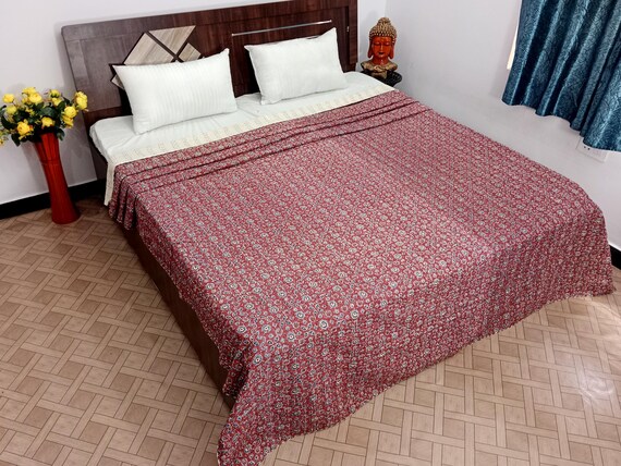 Ajrak or Ajrakh is a unique block printed textile. It displays special traditional designs and patterns Ajrak Vintage design kantha quilt
