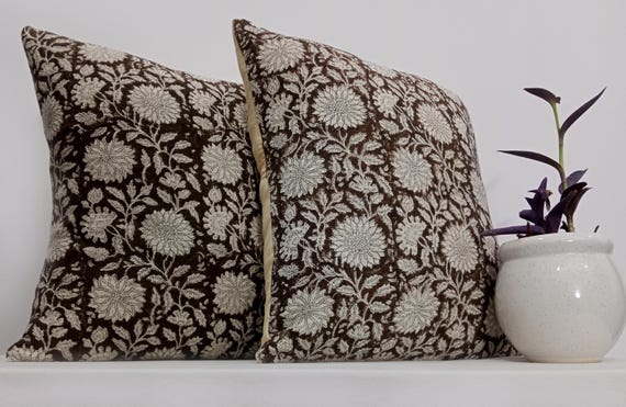 Premium Pillows Cushion Cover Customize Size Shames Pillows, Hand block Print  Handmade Kantha Work Hand stitched Pillow, Boho Pillowcase