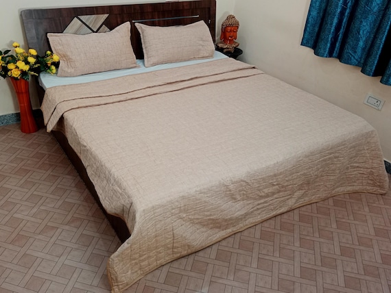Premium Bed Decor Blankets, Indian Quilt, Handmade Jaipuri Razai, Soft Cotton Kantha Quilt, Queen Size Bedding Blanket For Home