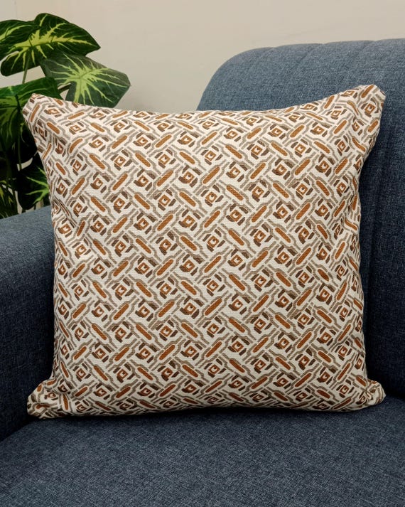 2 Pieces 16x16 inches Handblock print Floral Print Cushion Covers Cotton Fabric 1 pair 16x16 Inches Size Handblock print Natural Colour