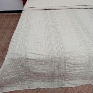 Handmade Indian Reversible Cotton Batting Jaipuri Quilt Striped and Solid Soft Cotton Kantha Quilt Warm Jaipuri Cotton Filled Batting quilt