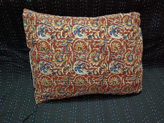 Premium Cushion Cover Customize Size Pillows Shames Pillows Hand block Print Handmade Kantha Work Stitched Pillow, Boho Pillow Home Decor