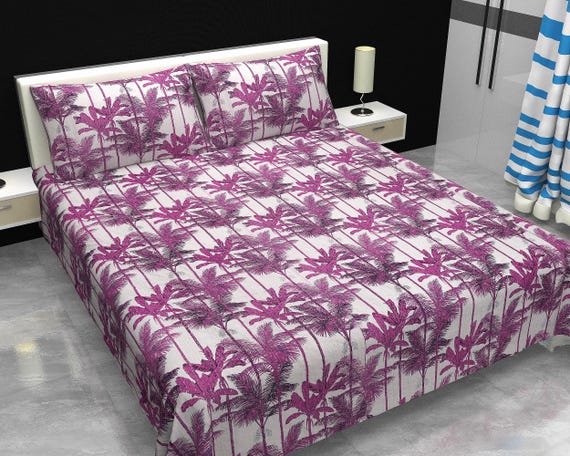 Premium Plants Trees Tropical kantha Quilt Tropical Vintage Florl landscape palm trees green jungle rainforest nature Handmade Kantha Quilt