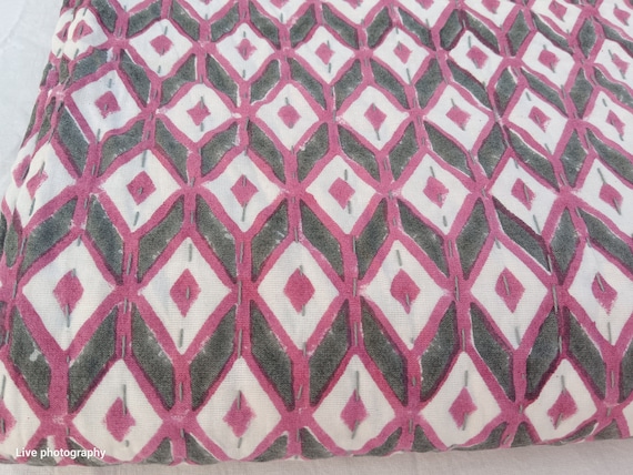 Premium Kantha Quilt Handblock Print floral Kantha Indian Beddding Netural Colour Indian inspired Bedding beige floral quilt king quilt