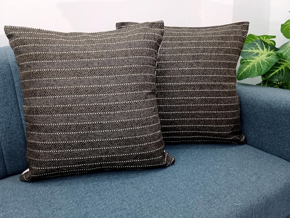 Jute Lining Cushion Covers: Jaipuri Polyester Pillow Cases (20x20 inches)