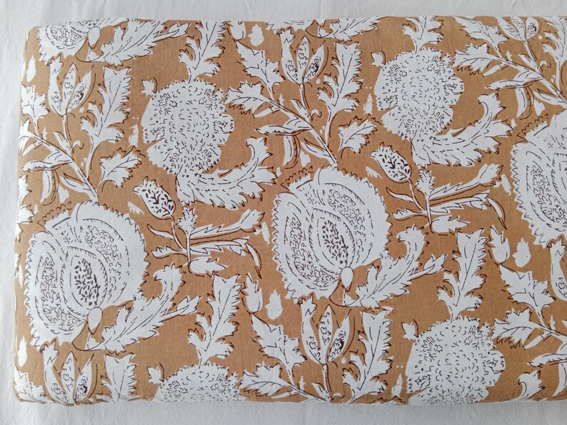 Block Print Cotton Fabric | Floral Upholstery Sewing Material image 11