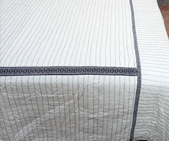 Batting Quilt Handmade Cotton Kantha Quilt: Jaipuri Razai Queen Bedding Blanket
