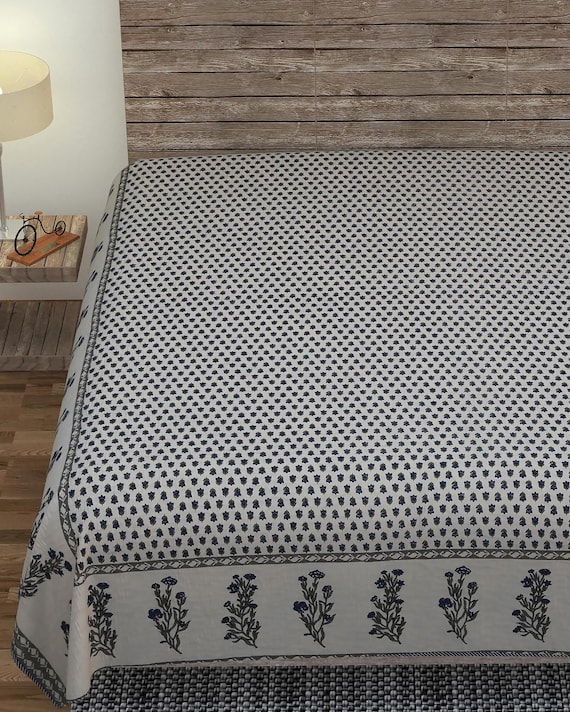 Quilt: Handblock Floral Print, Queen Size Quilt Ac Blanket
