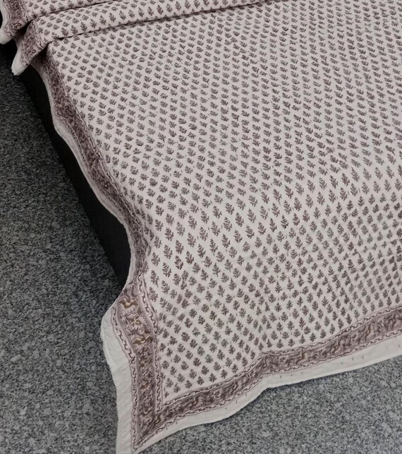 Winter Warm Quilt Handmade Jaipuri Kantha Quilt: Reversible Cotton Bedding Blanket