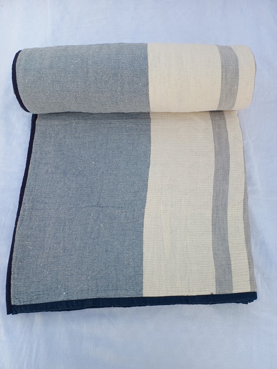 Luxury Handmade Jaipuri Razai Soft Quilt Blanket, Jaipuri Queen Size Quilt, Indian Cotton Filled Kantha Quilt, Traditional Jaipuri Bedding
