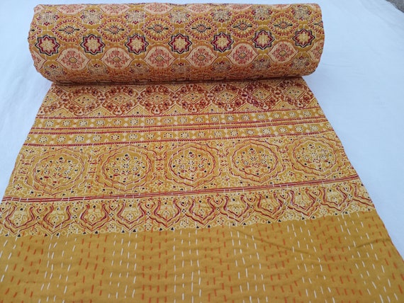 Kantha is a unique block printed textile. It displays special traditional designs and patterns Floral design kantha quilt
