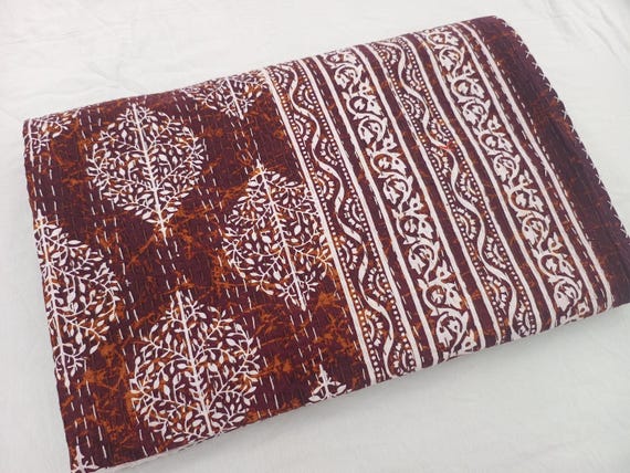 Ajrak or Ajrakh is a unique block printed textile. It displays special traditional designs and patterns Ajrak Vintage design kantha quilt